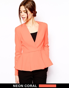 Asos blazer in fluro scuba with peplum