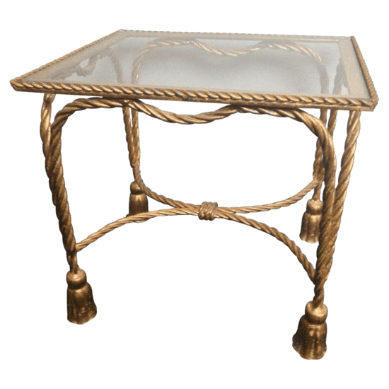 italian gilt rope and tassel table